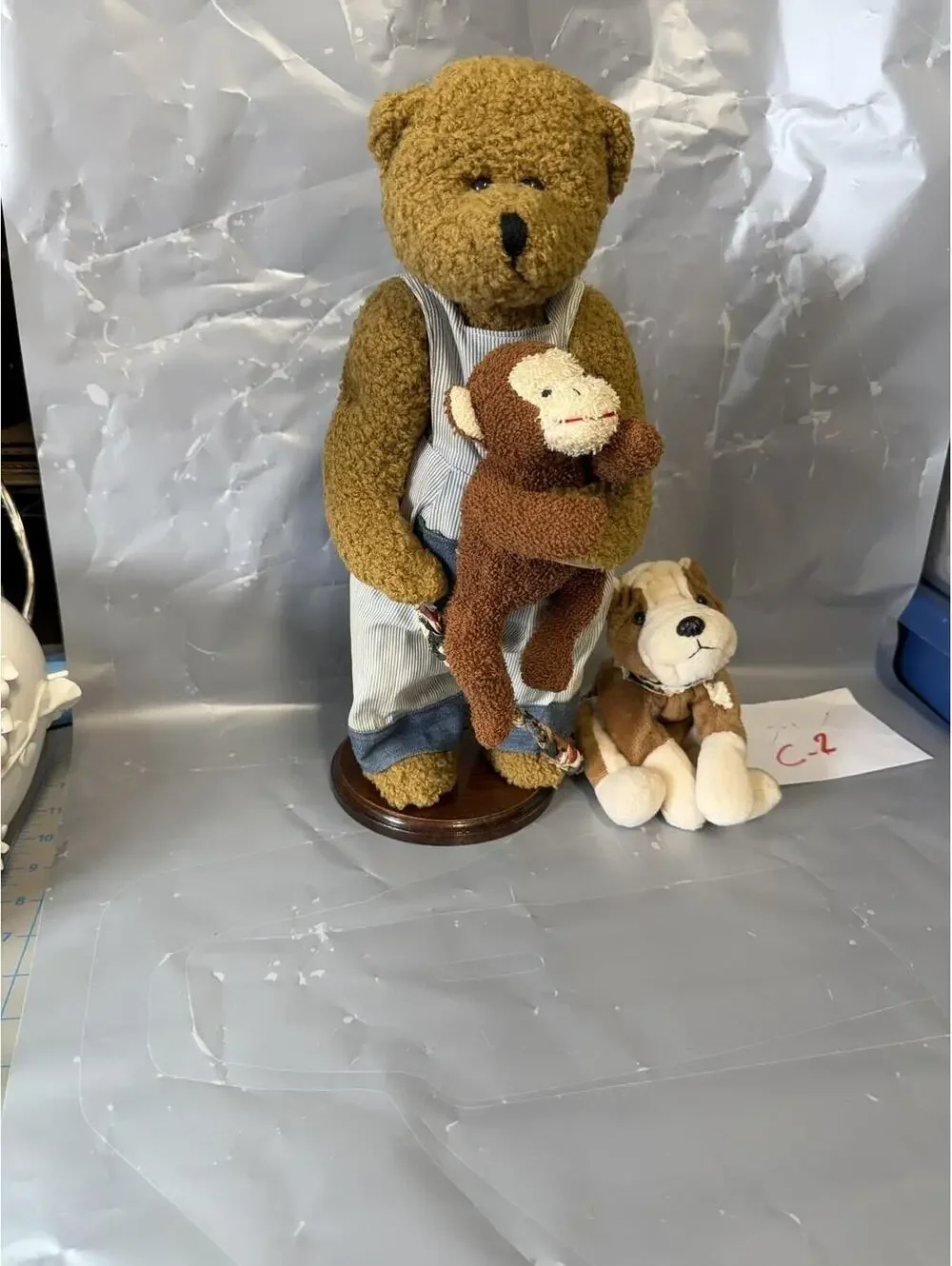 RARE Ty Beanie Babies Buddy Bear w/ Monkey & Dog Plush Set - Excellent Condition
